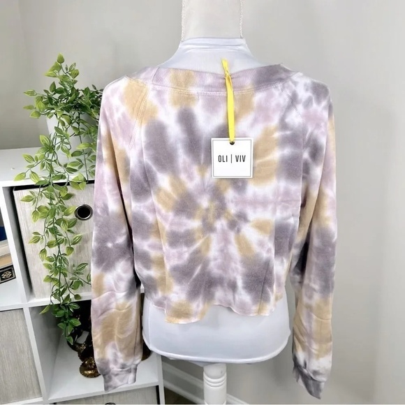 Oli Viv Parker Tie Dye Crop Sweatshirt in Mauve Batik NEW Size XS - Picture 6 of 12